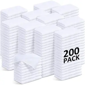 200 Pack  Terry Towel Bulk 14 x 18'' White Cleaning Cloths for Cleaning Bar Rags Bulk High Absorbent Multipurpose Shop Towels or Kitchen, Automotive, Garage,