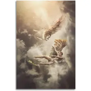 Greek Mythology Icarus Fallen Angel Poster Canvas Print Wall Art Modern Classroom Kitchen Bedroom Room Aesthetics Decor 20x30inch(50x75cm) Unframe-style