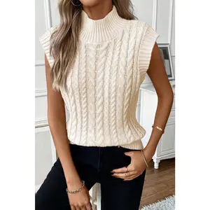 Sylvia Cable Knit High Neck Sweater Vest