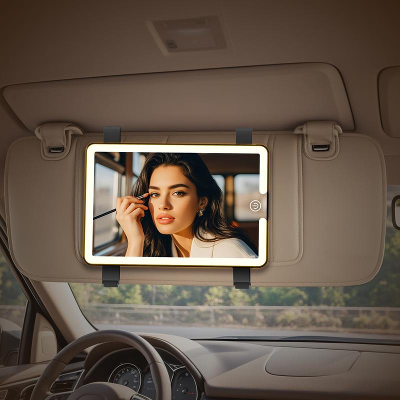 Rechargeable Car Vanity Mirror with 58 LEDs, Type-C Charging, and 3 Lighting Options