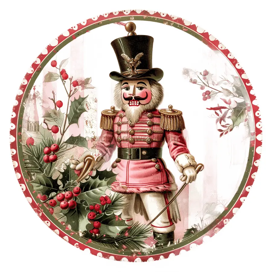 Pink Christmas Nutcracker, DCO-102668-D, Sign For Wreath, 18" Door Hanger