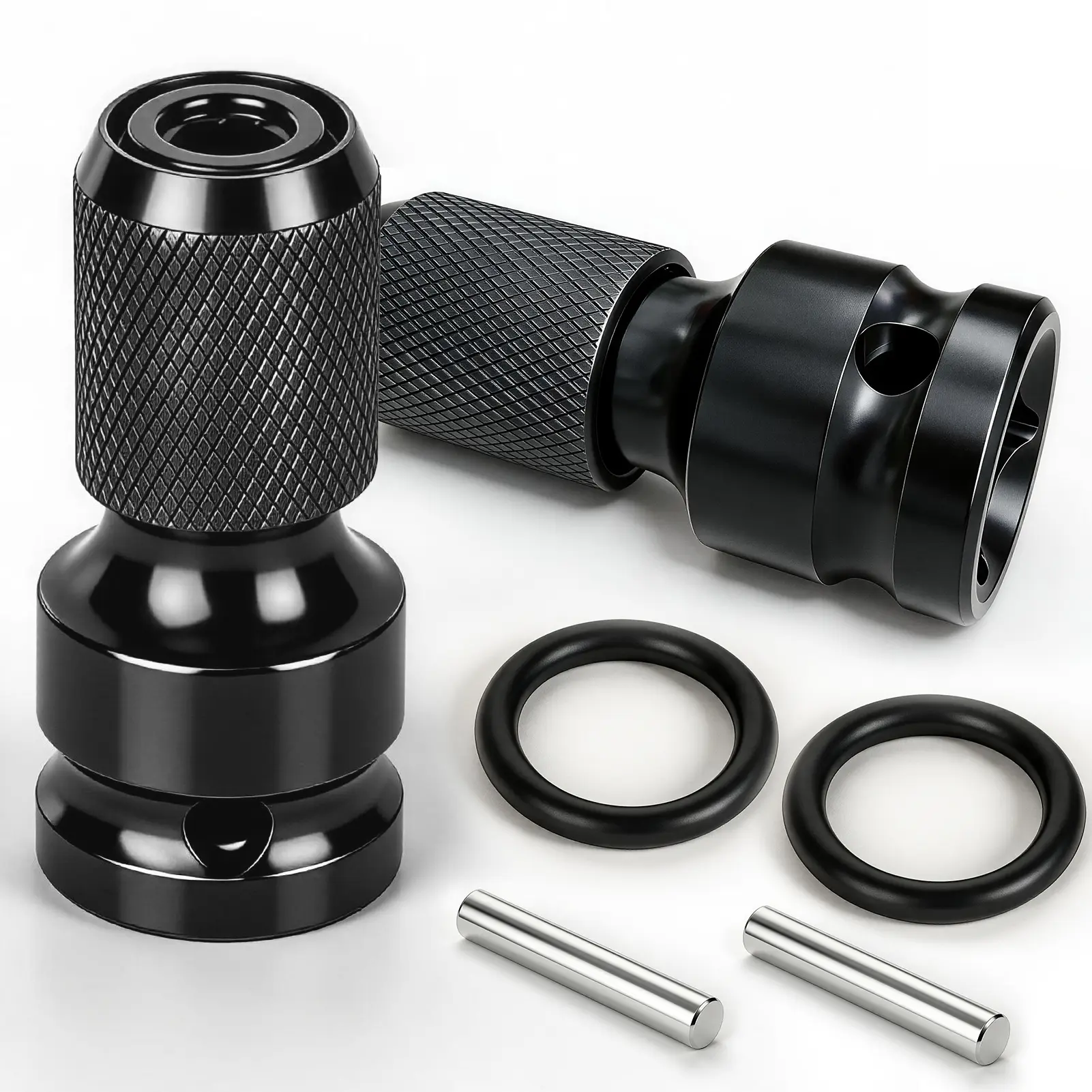 2PCS 1/2 Inch Square Drive to 1/4 Inch Hex Female Socket Adapter Converter with Hex Shank, Durable Chuck Adapter Sleeve for Automotive, Construction Impact Air/Electric Wrenches, Machinery Maintenance Tools (Torx Compatible)