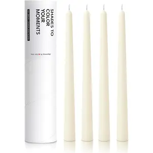 10" Classic Taper Candles Ivory 4-Pack 7-8 Hours Long Burning Unscented Tall Candlesticks
