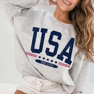 USA est 1776 sweatshirt , Faded Vintage Style Aesthetic USA Crewneck Trendy Varsity Style America Crewneck July 4th memorial day patriotic