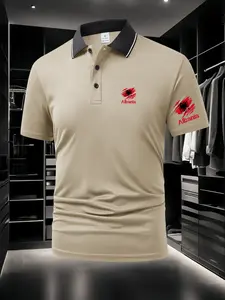 Men's Classic Short-Sleeve Polo Shirt, Albania National Flag Graphic, Breathable & Comfortable Fabric, Chest & Sleeve Dual Prints, Summer Casual/Business/Sports Top