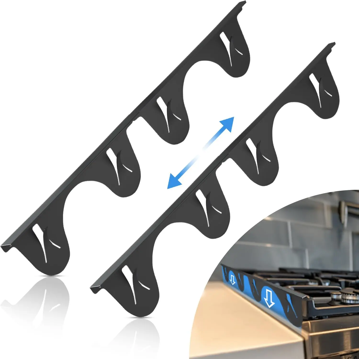 Retractable Extendable Stainless Steel Durable Kitchen Stove Range Burner Gap Covers (2/4 Pack)