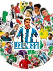 Cute Cartoon Football Star Stickers, 50pcs Waterproof Decorative Decals for Notebooks, Skateboards, Cars, Clothing, Fashion Accessories