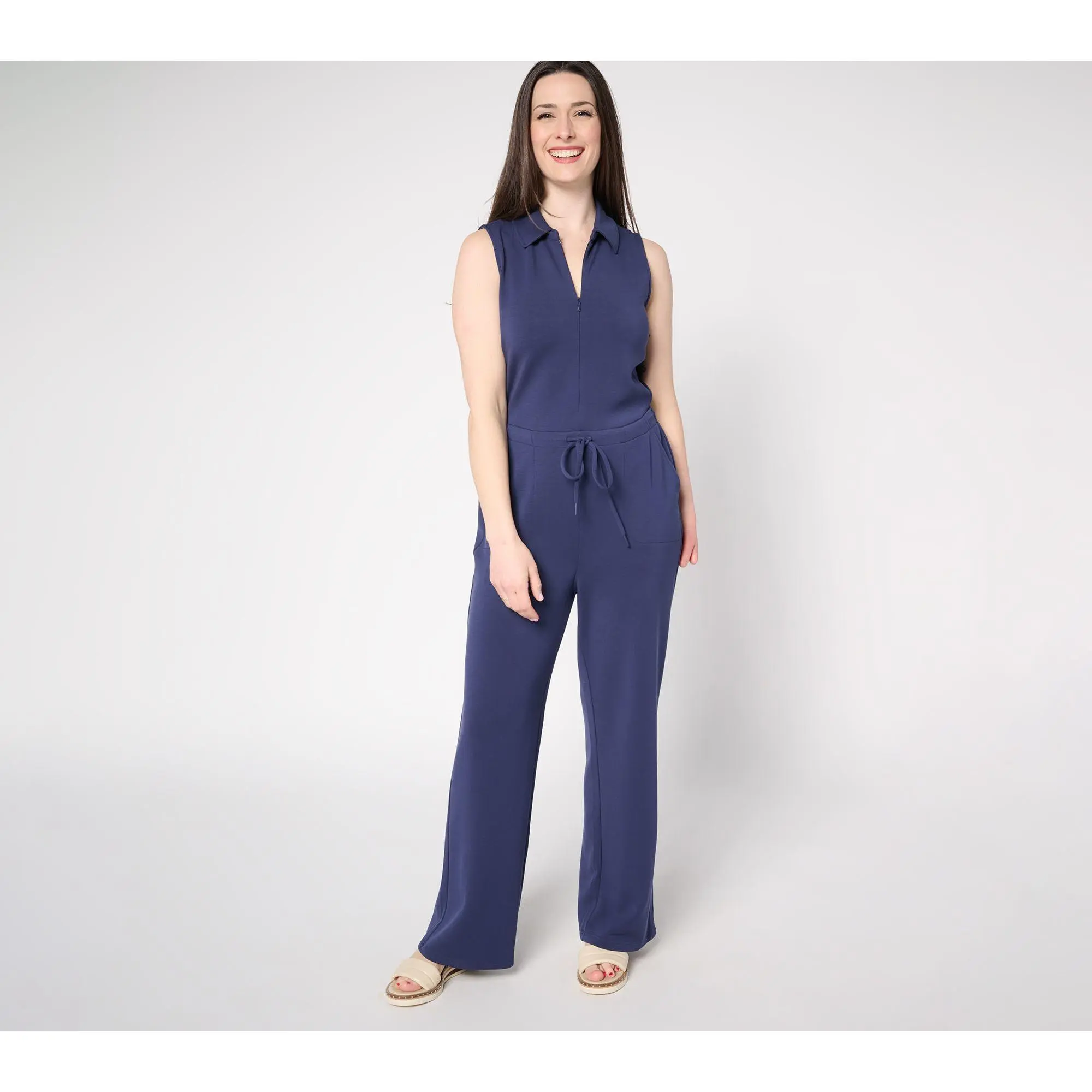 Belle by Kim Gravel Petite ScubaLuxe Zip Front Jumpsuit
