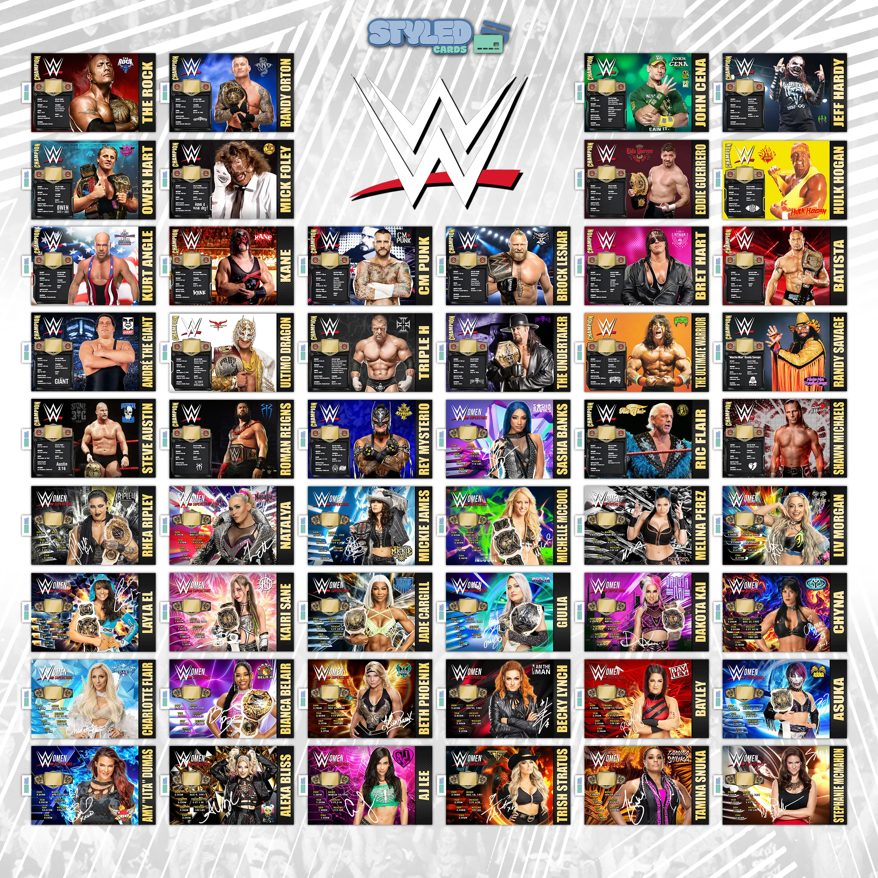 WWE rectangle vinyl stickers made with high quality vinyl