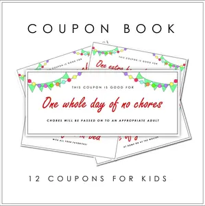 Kids Coupon Book Fun Gift for Kids Christmas Voucher Stocking Stuffer Rewards Gifts for Children Coupon Ticket Holiday Birthday Gifts under 20 gifts from Santa gifts from North Pole Christmas gifts for kids unique gifts secret Santa gift