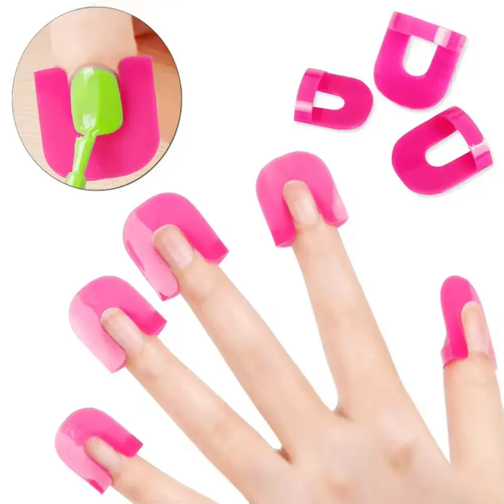 LULAA 26Pcs Shape Nail Polish Protector for Nail Painting Cuticle Protector Tape Nail Guards Spill Proof Stickers Bagged Pink