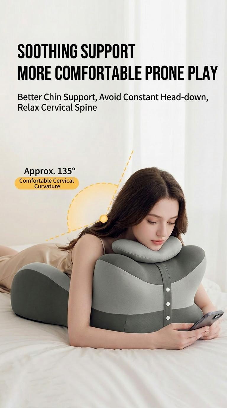 Ergonomic Face Down Bed Pillow - Cooling Memory Foam Cushion with Firm Memory Foam Cushioning, Adjustable Neck Supportive Bolster for Reading, Phone Use, Machine Washable,back to school,back to school shopping,home decor Ergonomic Face Down Bed Pillow - Cooling Memory Foam Cushion with Firm Memory Foam Cushioning, Adjustable Neck Supportive Bolster for Reading, Phone Use, Machine Washable,back to school,back to school shopping,home decor