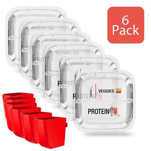 BariBowl Bariatric Meal Prep Container Set (6) Pack with BiteSized Utensils and Condiment Cups for Portion Control and Weight Loss Kitchen Dish