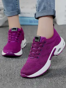 Women's Lace-Up Sports Shoes, Sporty Running Shoes, Breathable Lightweight Design, Cushioned Shock Absorption, Slimming Running Sneakers, Perfect for Students & Pros