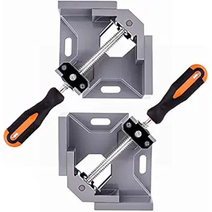 2pcs 90-Degree Right Angle Corner Clamps, Aluminum Alloy Frame with Adjustable Swing Jaw & Rotating Nuts, Precision Sturdy and Durable Woodworking Clamps for Woodworking, Welding (Easy of Use)