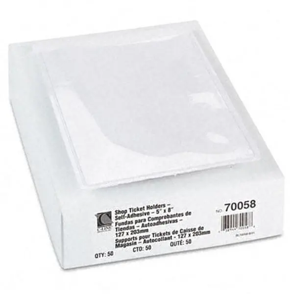 C-Line Shop Ticket Holders with Self-Adhesive Back 5 x 8 Clear 50/box