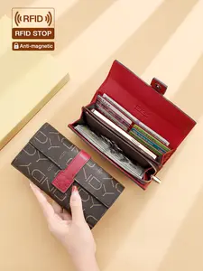 A Retro-Style Long Women's Wallet/Card Holder, Featuring Magnetic Closure, Card Slots + Zippered Compartment (Can Hold a Mobile Phone), Multi-Functional, Stylish Wallet, RFID Anti-Theft Flip Wallet, Made of Faux Leather, Perfect for Commuting and Travel