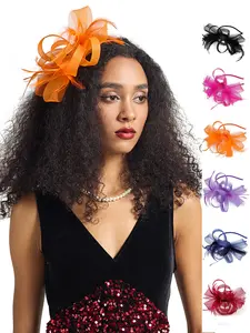 1pcs Fascinators for Women Tea Party Headband Kentucky Derby Hats Cocktail Flower Mesh Feathers Fascinators Headband Hair Clip for Wedding Halloween Women Costumes