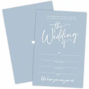 Wedding Invitations - Minimalism Blue - 25 Wedding Invites With Envelopes, Double-Sided Fill In Style Invites For Mr & Mrs, Party Favor And Supplies - A06