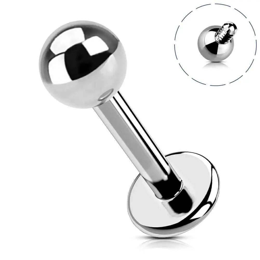 OUFER 16G Basic Titanium Labret Piercing Stud, Hypoallergenic Internally Threaded Jewelry for Lip, Cartilage, Helix - Unisex, 6-12mm, Labretpiercing
