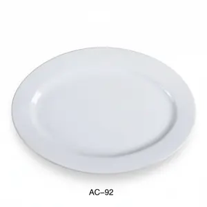 Yanco AC-92 22" Oval Serving Platter | Super White Porcelain | Pack of 4