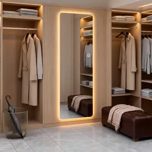 65" x 21" Full Body Mirror Wall-mounted Full-Length Mirror With 3 Color Lighting Decorative Rectangular Vanity Mirror for Bedroom Bathroom Living Room Entryway