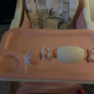 3-in-1 Baby High Chair for 6–36 Months, Convertible Infant Feeding Chair with Adjustable Tray, PU Cushion & Activity Toys, Baby Dining Seat with Lockable Wheels – Ideal for Feeding, Play & Rest (Pink) double removable tray silla para comer be detachable p