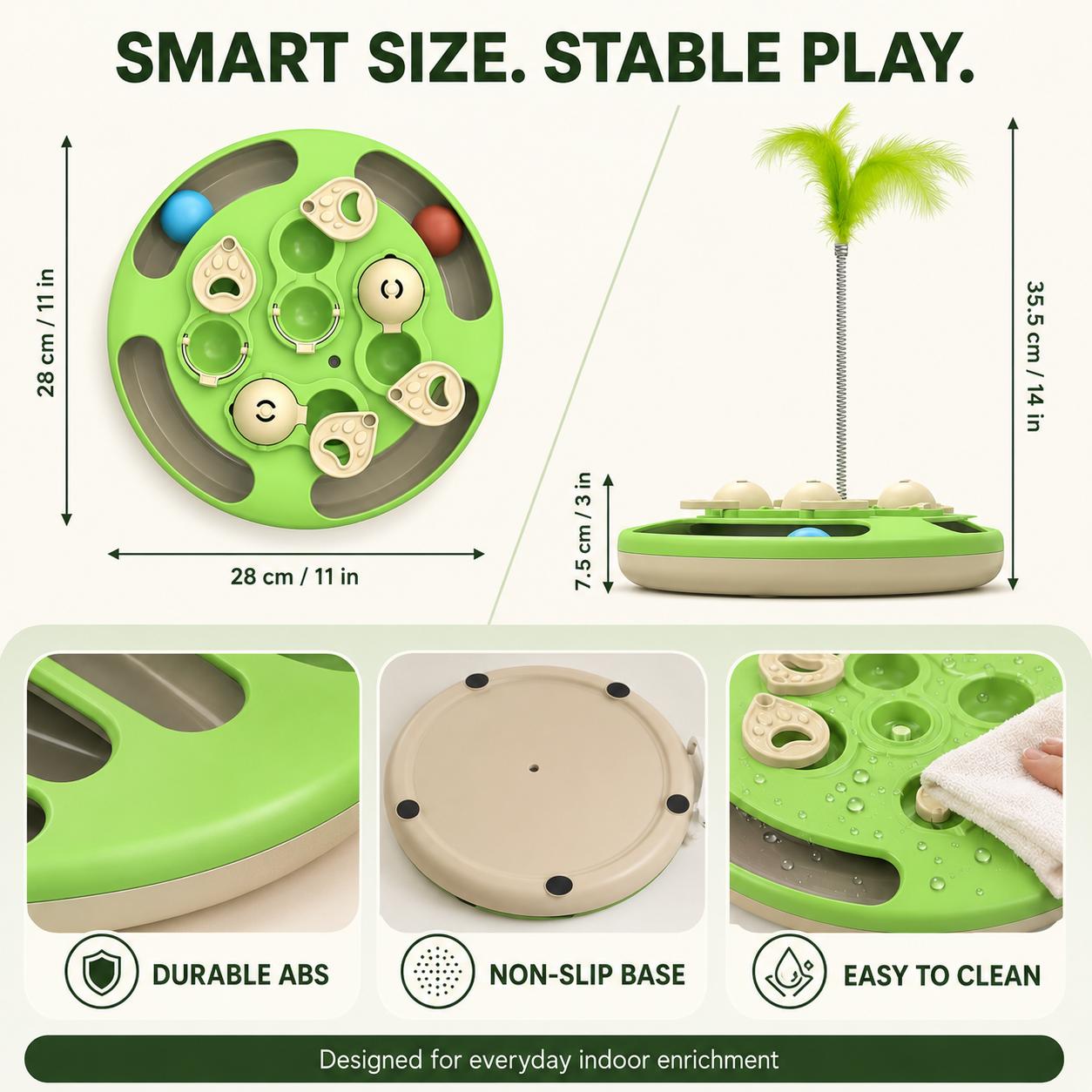 3-in-1 Thermoplastic Interactive Cat Puzzle Feeder - Track Balls, Feather Teaser, Non-Slip Treat Dispenser for Indoor Cats’ Enrichment Play, Treat Feeder 3-in-1 Thermoplastic Interactive Cat Puzzle Feeder - Track Balls, Feather Teaser, Non-Slip Treat Dispenser for Indoor Cats’ Enrichment Play, Treat Feeder