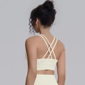 Summer Cross Straps Woman Yoga Bra Shock-absorbing Running Yoga Tank Top with Chest Pad Sexy Beautiful Back Gym Yoga Brassiere