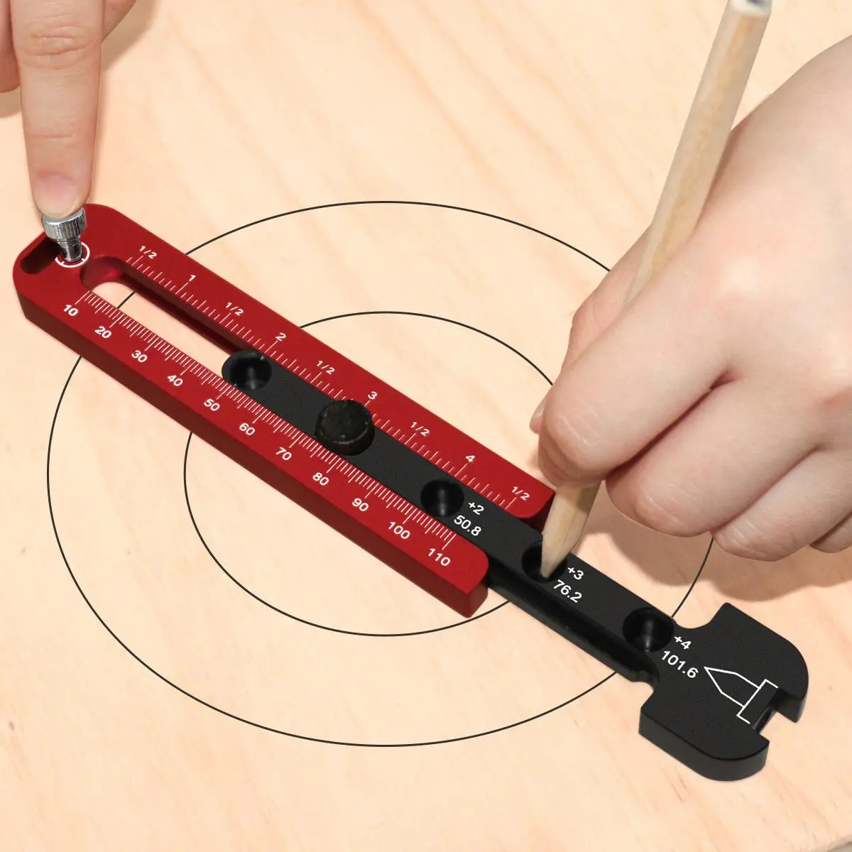 Woodworking Drawing Compass, Fixed-point Circle Scriber, Metric/Inch Adjustable Round Marking Gauge, Hand Tools for Woodworking, Measuring Ruler, Measuring Instrument
