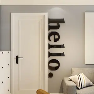 3D Acrylic Wall Stickers HELLO Living Room Entrance Bedroom Door Dormitory Wall Decals Self-adhesive Stickers Home Decoration