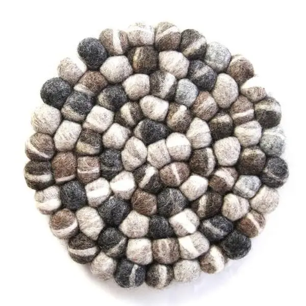 Global Groove GLG50053-01L Hand Crafted Felt Coaster, Tie Dye Grey