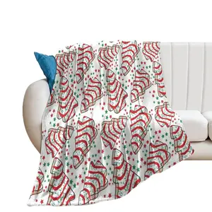 Funny Blanket Christmas Tree Snack Cakes Throw Blanket for Babies Furry Stuffeds Bed Plaid Blankets