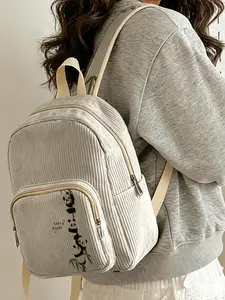 1 piece of lady's backpack with 2D printed panda 'CutePanda' pattern, velvet texture + layered storage + lightweight and easy to carry | perfect for students to go to class/shopping/short trips | combines atmosphere with practicality