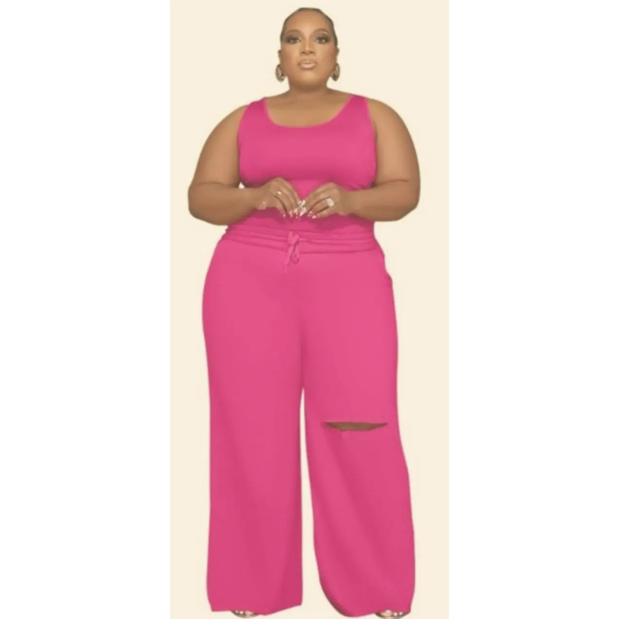Ripped Hot Pink Pants Suit
