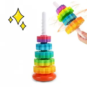 Rainbow Rotating Tower Stacking Puzzle Early Education Toys Safety and Environmental Protection Children's Toys