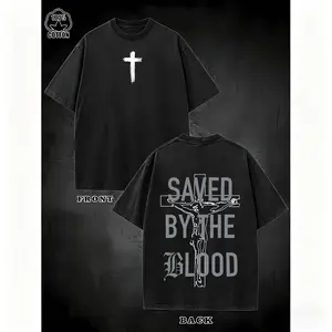 Vintage Washed Saved By The Blood Cross T-Shirt, Christian Faith Jesus Crucifix Graphic Tee, Christian Gift