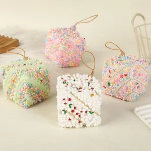 Macaron Style Foam Blocks Christmas Tree Decorations, Soft Cube Holiday Decor, Party Hanging Ornaments, Home Decoration, Gift Box Hanger