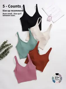 Women's Solid Color Racer Back Sports Bra, Workout Bra, Yoga Bra, Breathable Comfortable Quick Drying Push Up Bra, Ladies Sportswear for Indoor Outdoor Wear, Bold Colors and Designs, Sporty Breathable Bras