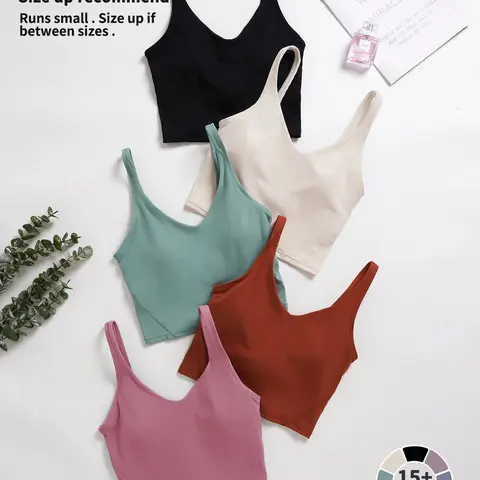 Women's Solid Color Racer Back Sports Bra, Workout Bra, Exercise Bra, Yoga Bra, Breathable Comfortable Quick Drying Push Up Bra, Ladies Sportswear for Indoor Outdoor Wear, Bold Colors and Designs, Sporty Breathable Bras