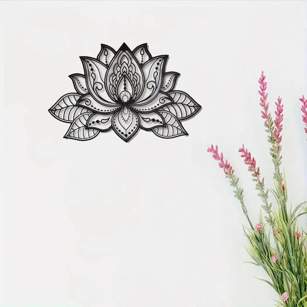 1pc Mandala Wall Art, Lotus Flower Mandala Metal Wall Art, Artistic Metal Wall Art Spiritual Deco, Wall decor metal wall hanging, Artwork, Mandala Floral Pattern