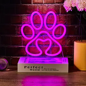 Creative Dog Paw Shaped Neon Sign, 1 Count USB Powered Neon Light, Decorative Hanging Light for Home Party Game Room
