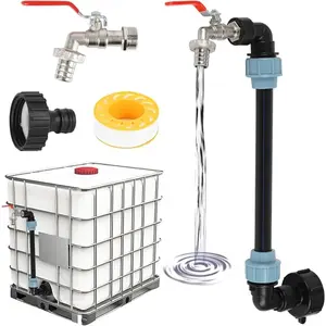 Outdoor IBC Ton Barrel 25cm Height Extension Tube with Metal Faucet Set Ton Barrel Water Valve Accessories
