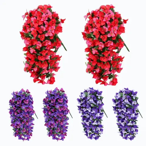 Decorative 2-Piece UV-Protection Fake Silk Bougainvillea Vines Set - Elegant Artificial Flower Stem Decorations with Silk Fabric Box Packaging for Christmas, Daily Bedroom Decor