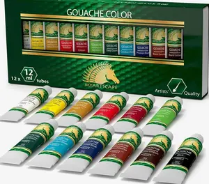 Gouache Paint Set – 12 Artist Quality Gouache Paint Tubes (12ml) – Professional High Pigment Gouache Paints for Artists, Illustration & Painting – Lightfast, Rewettable Matte Colors