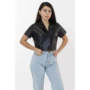 RLH3021 - Leather Cropped Camp Collar Shirt