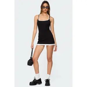 Contrast Layered Look Halter Mini Dress Contrast Layered Look Halter Mini Dress