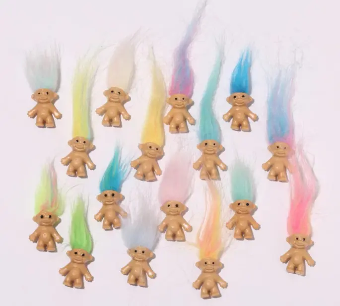 Colorful vintage troll lucky dolls, cute little troll collectibles, suitable for party decorations and holiday ornaments for Christmas, Halloween, and other themed holidays