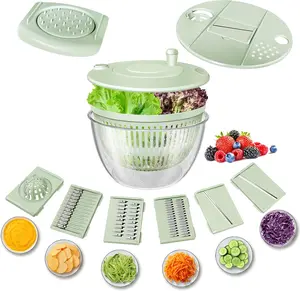 Multifunctional Salad Spinner Dehydrator, Salad Spinner Vegetables Fruits Wash Bowl,Lettuce Spinner Pasta and Fries Dryer Shredder for Kitchen Colander