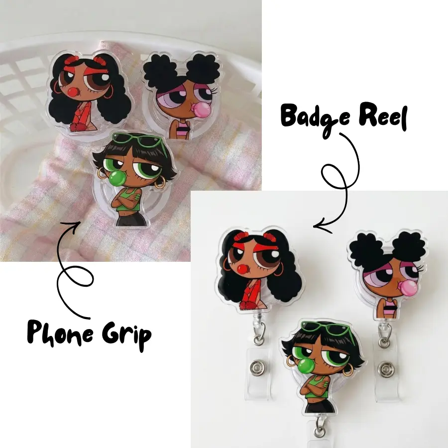 Full set 6 (Phone Grip + Badge Reel)